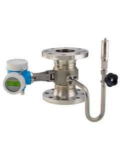 Afbeelding van de Vortex flowmeter Prowirl F 200 met gemonteerde drukmeter voor stoom
