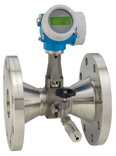 Picture of vortex flowmeter Prowirl R 200 with mounted pressure measuring unit for gases and liquids