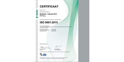 ISO 9001:2015 certificaat Endress+Hauser Nederland