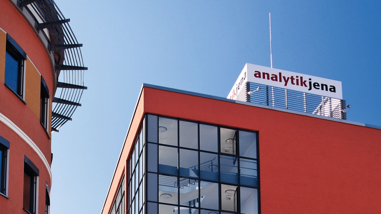 Het hoofdkantoor van Analytik Jena in Jena, Duitsland