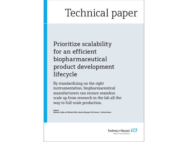 Technisch artikel, inline-analyse, schaalbaarheid, Raman, Memosens, digitale sensoren, thumbnail Thumbnail van het technisch artikel over schaalbaarheid voor de life science-industrie.